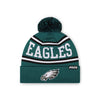 Philadelphia Eagles NFL Midnight Green Primary Logo Stripe Pom Beanie