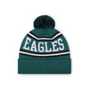 Philadelphia Eagles NFL Midnight Green Primary Logo Stripe Pom Beanie