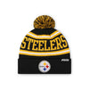 Pittsburgh Steelers NFL Black Primary Logo Stripe Pom Beanie