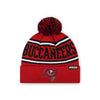 Tampa Bay Buccaneers NFL Red Primary Logo Stripe Pom Beanie