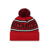 Tampa Bay Buccaneers NFL Red Primary Logo Stripe Pom Beanie