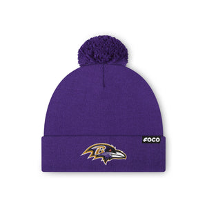 Baltimore Ravens NFL Purple Basic Primary Logo Pom Beanie (PREORDER - SHIPS EARLY NOVEMBER)