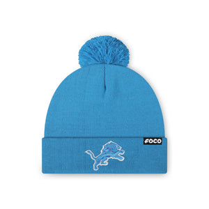 Detroit Lions NFL Glacier Blue Basic Primary Logo Pom Beanie