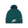 Philadelphia Eagles NFL Midnight Green Basic Primary Logo Pom Beanie