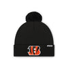 Cincinnati Bengals NFL Black Basic Primary Logo Pom Beanie