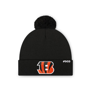 Cincinnati Bengals NFL Black Basic Primary Logo Pom Beanie