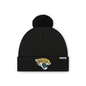Jacksonville Jaguars NFL Black Basic Primary Logo Pom Beanie