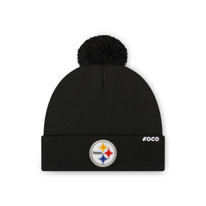 Pittsburgh Steelers NFL Black Basic Primary Logo Pom Beanie