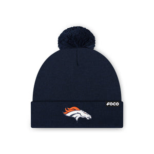 Denver Broncos NFL Navy Basic Primary Logo Pom Beanie
