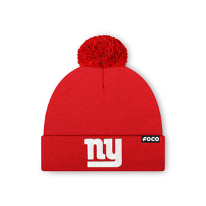 New York Giants NFL Red Basic Primary Logo Pom Beanie