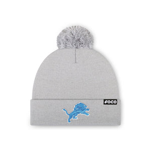 Detroit Lions NFL Silver Basic Primary Logo Pom Beanie