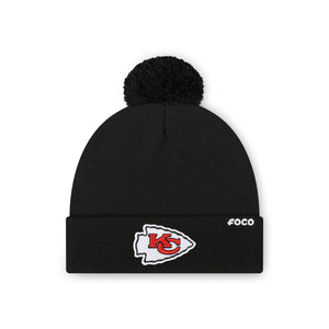 Kansas City Chiefs NFL Black Basic Primary Logo Pom Beanie