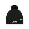 New York Jets NFL Black Basic Primary Logo Pom Beanie