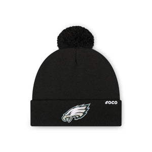 Philadelphia Eagles NFL Black Basic Primary Logo Pom Beanie