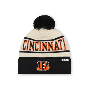 Cincinnati Bengals NFL Heritage Stripe Primary Logo Pom Beanie
