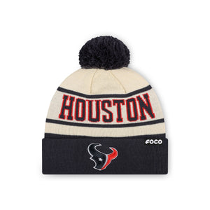 Houston Texans NFL Heritage Stripe Primary Logo Pom Beanie