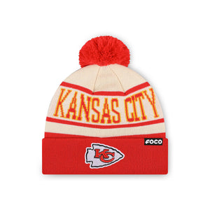 Kansas City Chiefs NFL Heritage Stripe Primary Logo Pom Beanie