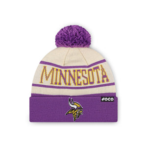 Minnesota Vikings NFL Heritage Stripe Primary Logo Pom Beanie