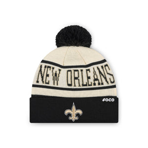 New Orleans Saints NFL Heritage Stripe Primary Logo Pom Beanie