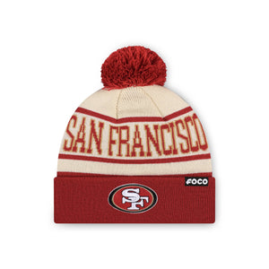 San Francisco 49ers NFL Heritage Stripe Primary Logo Pom Beanie