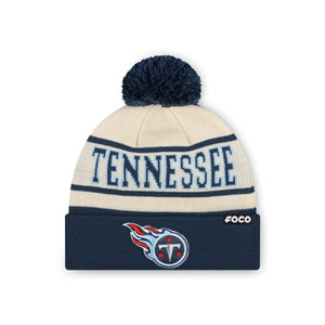 Tennessee Titans NFL Heritage Stripe Primary Logo Pom Beanie