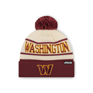 Washington Commanders NFL Heritage Stripe Primary Logo Pom Beanie