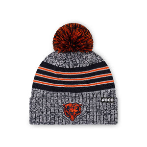 Chicago Bears NFL Heather Team Stripe Lined Pom Beanie