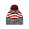 Cleveland Browns NFL Heather Team Stripe Lined Pom Beanie