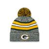 Green Bay Packers NFL Heather Team Stripe Lined Pom Beanie