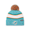 Miami Dolphins NFL Heather Team Stripe Lined Pom Beanie