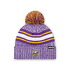 Minnesota Vikings NFL Heather Team Stripe Lined Pom Beanie