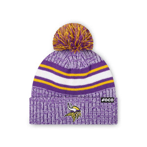 Minnesota Vikings NFL Heather Team Stripe Lined Pom Beanie
