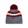 New England Patriots NFL Heather Team Stripe Lined Pom Beanie