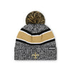 New Orleans Saints NFL Heather Team Stripe Lined Pom Beanie