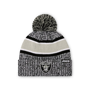 Las Vegas Raiders NFL Heather Team Stripe Lined Pom Beanie