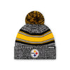 Pittsburgh Steelers NFL Heather Team Stripe Lined Pom Beanie