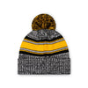 Pittsburgh Steelers NFL Heather Team Stripe Lined Pom Beanie