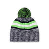 Seattle Seahawks NFL Heather Team Stripe Lined Pom Beanie