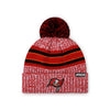 Tampa Bay Buccaneers NFL Heather Team Stripe Lined Pom Beanie