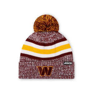 Washington Commanders NFL Heather Team Stripe Lined Pom Beanie