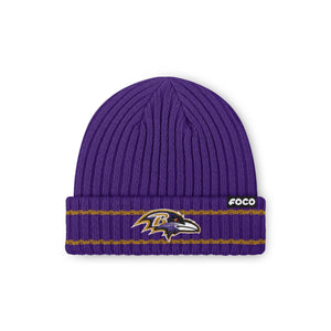 Baltimore Ravens NFL Purple Primary Logo Ribbed Beanie