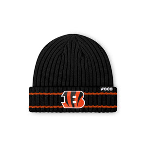 Cincinnati Bengals NFL Black Primary Logo Ribbed Beanie (PREORDER - SHIPS EARLY NOVEMBER)