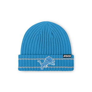 Detroit Lions NFL Glacier Blue Primary Logo Ribbed Beanie