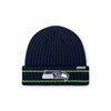 Seattle Seahawks NFL Navy Primary Logo Ribbed Beanie