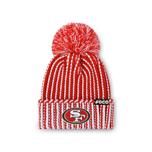 San Francisco 49ers NFL Primary Logo Vertical Knit Pom Beanie