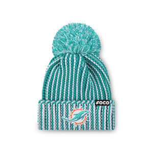 Miami Dolphins NFL Primary Logo Vertical Knit Pom Beanie