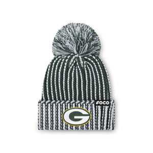 Green Bay Packers NFL Primary Logo Vertical Knit Pom Beanie