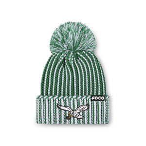 Philadelphia Eagles NFL Primary Logo Vertical Knit Pom Beanie Kelly Green