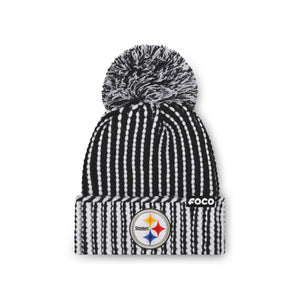 Pittsburgh Steelers NFL Primary Logo Vertical Knit Pom Beanie