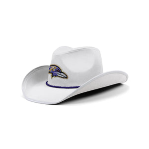 Baltimore Ravens NFL White Rhinestone Logo Cowboy Hat